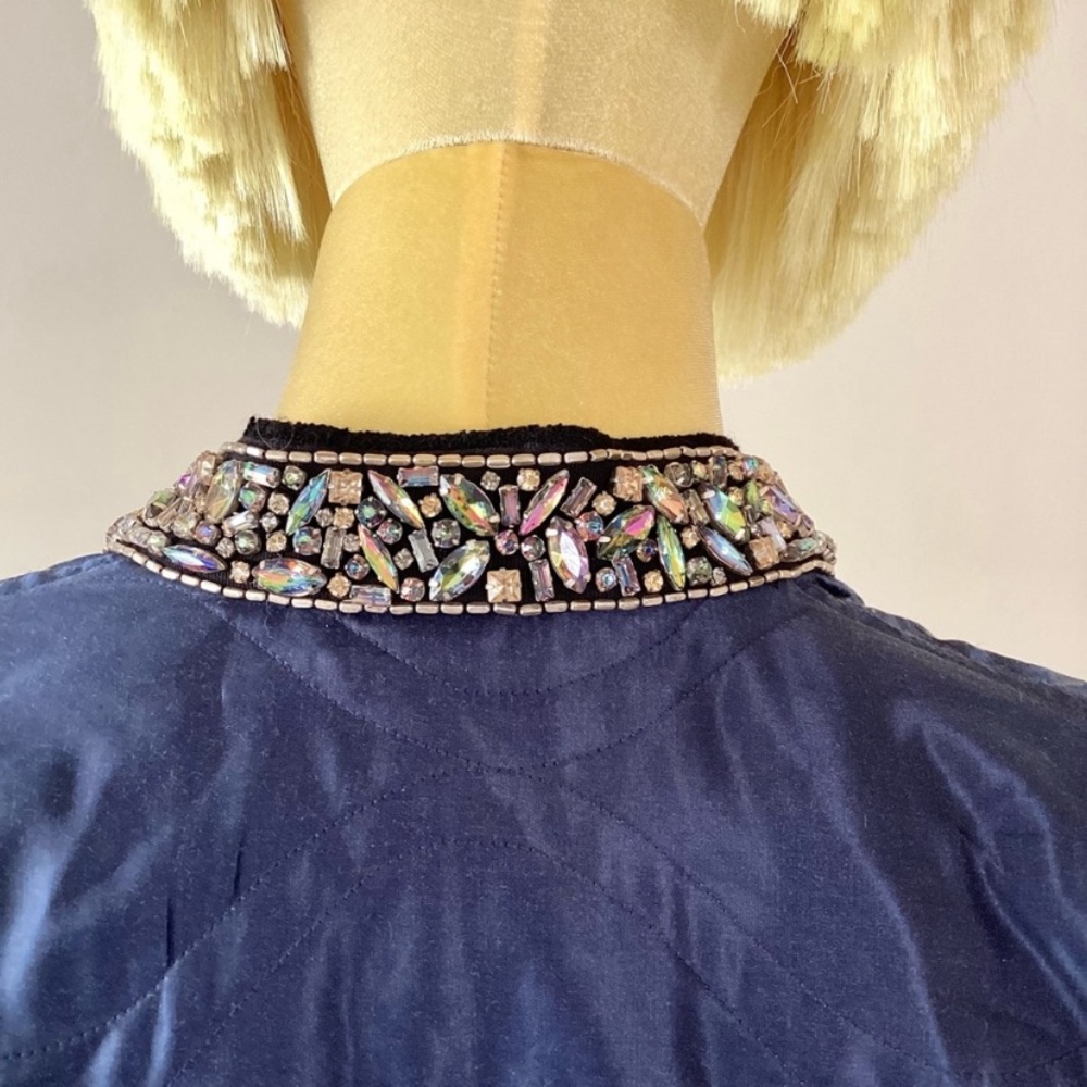 Isabel Marant quilted Blue Jewel Embellishment Jacket SZ 6 - Picture 6 of 10